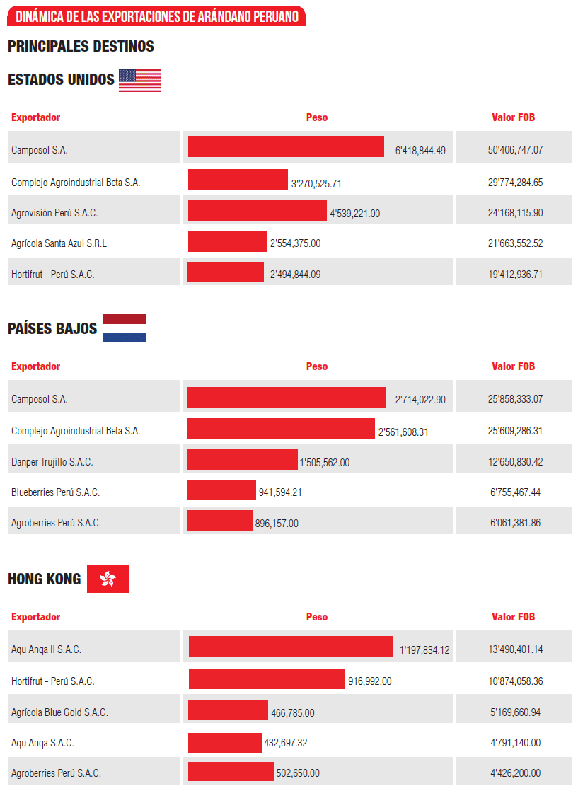 Dinámica de las exportaciones de arándano peruano